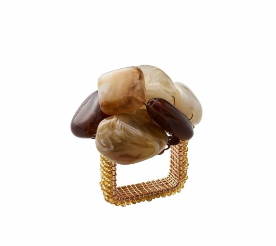 Sea Stone Napkin Ring in Beige, Set of 4