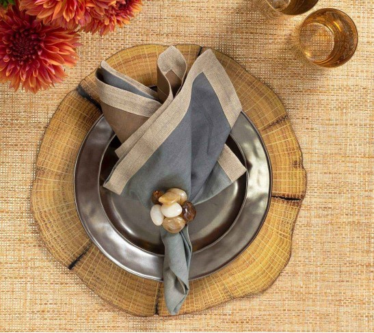 Sea Stone Napkin Ring in Beige, Set of 4