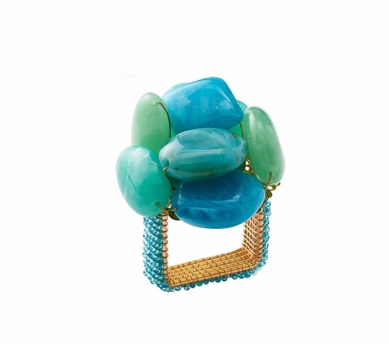 Sea Stone Napkin Ring in Seafoam, Set of 4