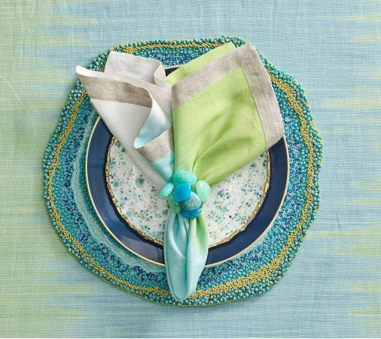 Sea Stone Napkin Ring in Seafoam, Set of 4