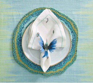 Humm Napkin Ring in Blue & Green, Set of 4