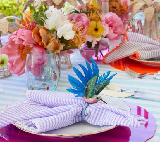 Humm Napkin Ring in Blue & Green, Set of 4
