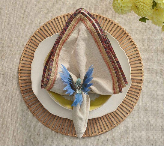 Humm Napkin Ring in Blue & Green, Set of 4