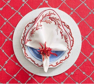 Amalfi Napkin Ring in Coral, Set of 4 in a Gift Box