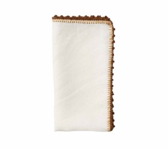 Knotted Edge Napkin in White, Natural & Brown, Set of 4