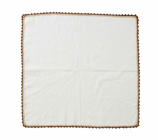Knotted Edge Napkin in White, Natural & Brown, Set of 4