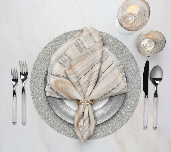 Shagreen Placemat in Elephant, Set of 4