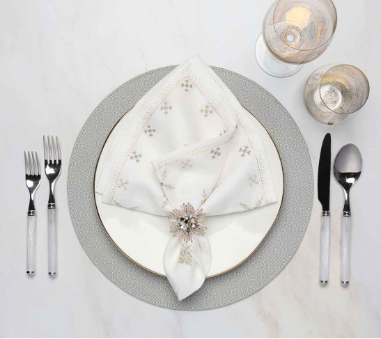 Shagreen Placemat in Elephant, Set of 4