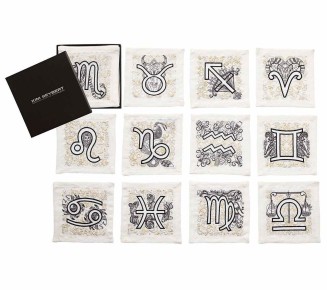Astro Cocktail Napkins in White & Multi, Set of 12 in a Gift Box