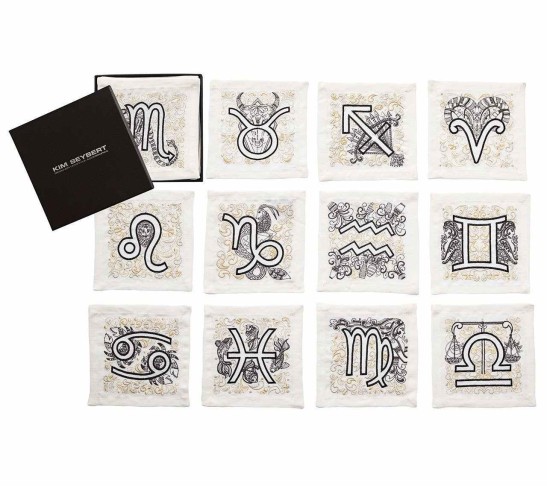 Astro Cocktail Napkins in White & Multi, Set of 12 in a Gift Box
