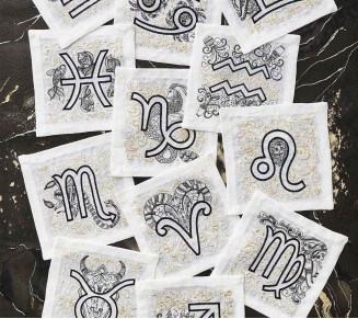 Astro Cocktail Napkins in White & Multi, Set of 12 in a Gift Box