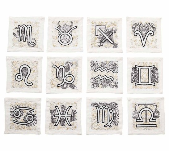 Astro Cocktail Napkins in White & Multi, Set of 12 in a Gift Box