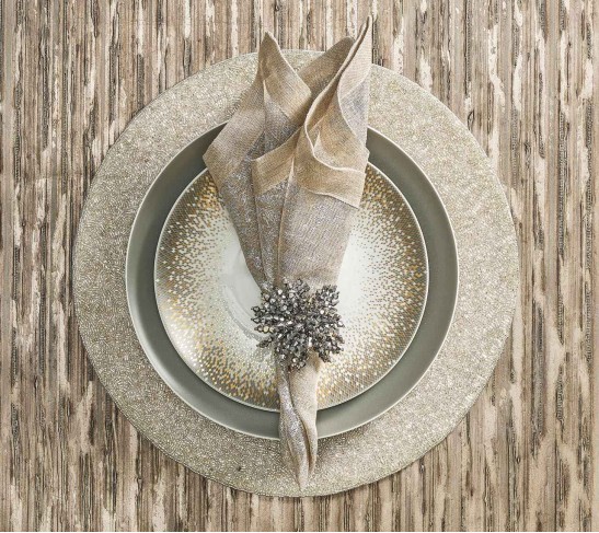 Vermicelli Placemat in Silver & Crystal, Set of 4