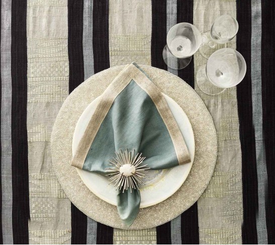 Vermicelli Placemat in Silver & Crystal, Set of 4
