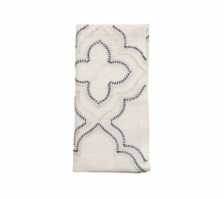 Tangier Napkin in White & Navy, Set of 4