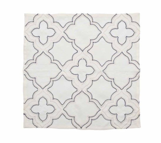 Tangier Napkin in White & Navy, Set of 4