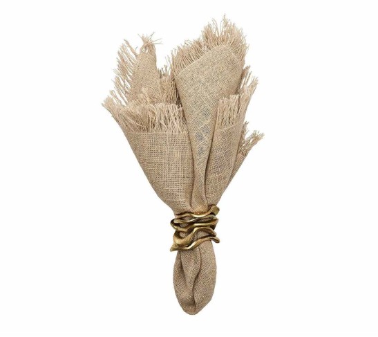 Fringe Napkin in Natural & Silver, Set of 4
