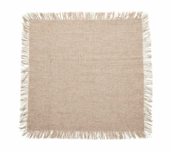 Fringe Napkin in Natural & Silver, Set of 4