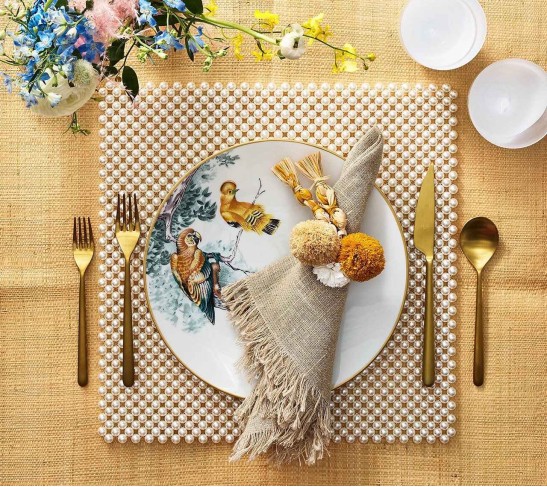 Fringe Napkin in Natural & Silver, Set of 4