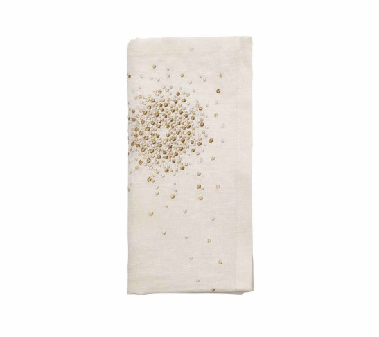 Starburst Napkin in White, Gold & Silver, Set of 4