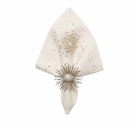 Starburst Napkin in White, Gold & Silver, Set of 4
