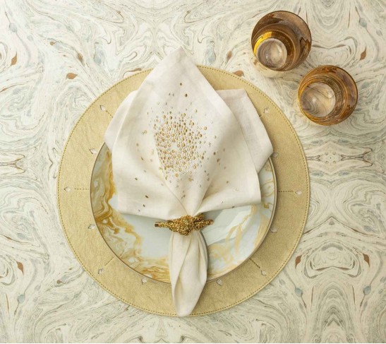 Starburst Napkin in White, Gold & Silver, Set of 4