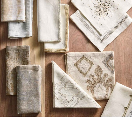 Starburst Napkin in White, Gold & Silver, Set of 4
