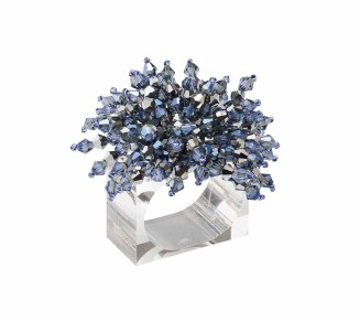 Brilliant Napkin Ring in Midnight & Silver, Set of 4