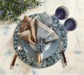 Brilliant Napkin Ring in Midnight & Silver, Set of 4