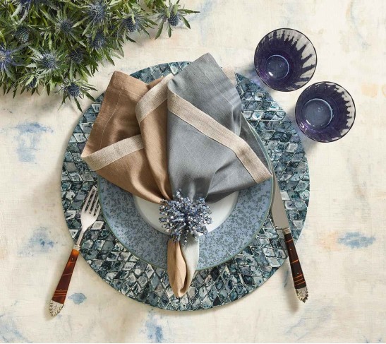 Brilliant Napkin Ring in Midnight & Silver, Set of 4