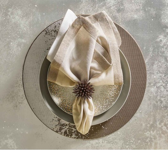 Spoke Napkin Ring in Taupe, Set of 4