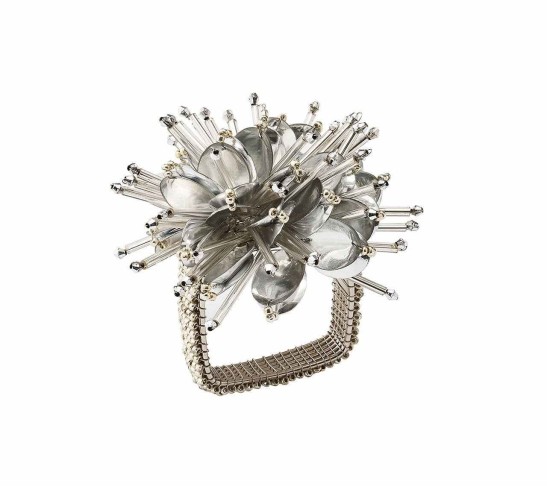 Starburst Napkin Ring in Silver, Set of 4
