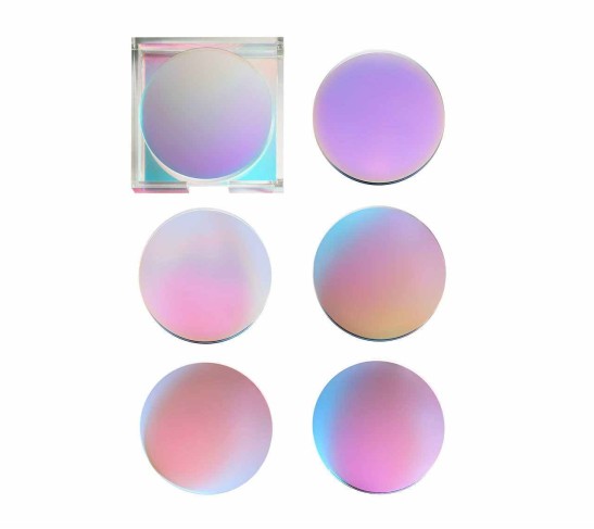 Luna Drink Coasters in Iridescent, Set of 6 in a Caddy