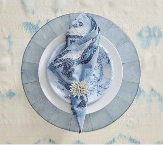 Round Capiz Placemat in Periwinkle, Set of 4