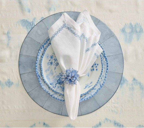 Round Capiz Placemat in Periwinkle, Set of 4