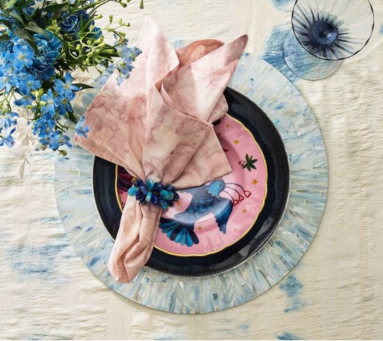 Tahiti Placemat in Periwinkle, Set of 4