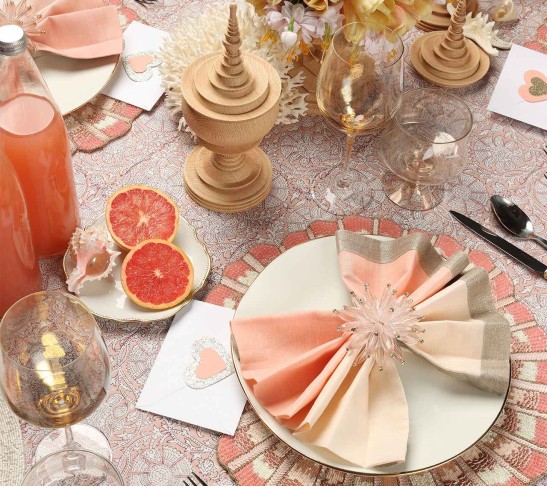 Dip Dye Napkin in Blush & Gold, Set of 4