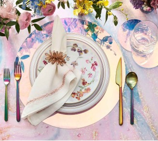 Jardin Napkin in White & Blush, Set of 4
