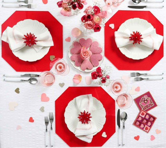 Jardin Napkin in White & Blush, Set of 4