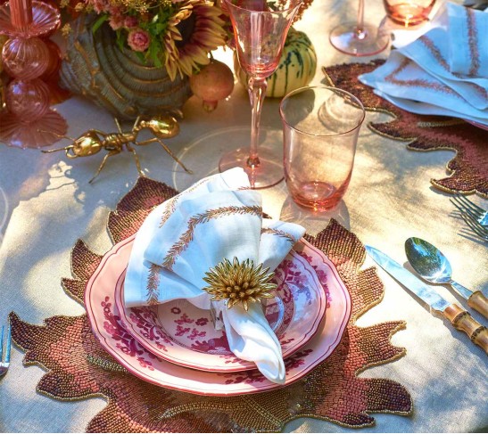 Jardin Napkin in White & Blush, Set of 4