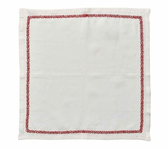 Jardin Napkin in White & Coral, Set of 4