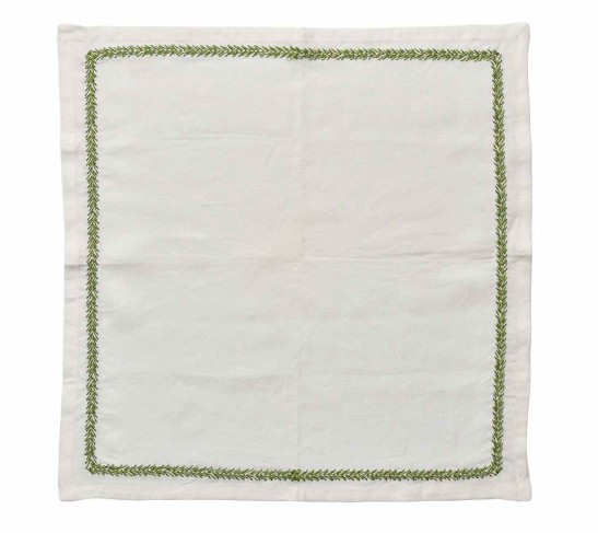 Jardin Napkin in White & Green, Set of 4