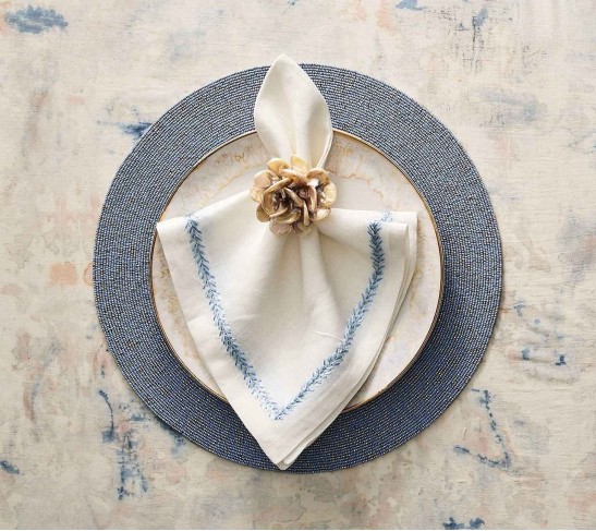 Jardin Napkin in White & Periwinkle, Set of 4