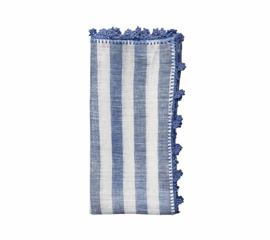 Linea Napkin in White & Blue, Set of 4