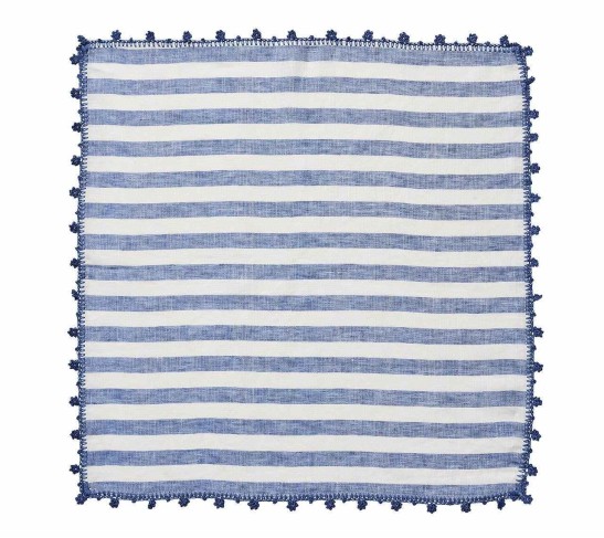 Linea Napkin in White & Blue, Set of 4