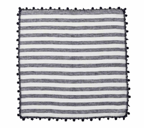 Linea Napkin in White & Navy, Set of 4
