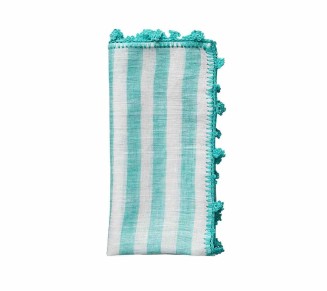 Linea Napkin in White & Seafoam, Set of 4