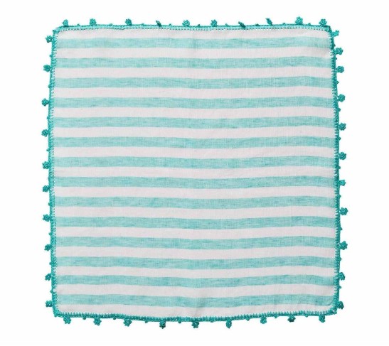 Linea Napkin in White & Seafoam, Set of 4