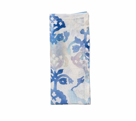 Watercolor Napkin in White & Multi, Set of 4