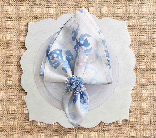 Watercolor Napkin in White & Multi, Set of 4